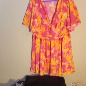 Vibrant Pink and Yellow Floral Dress